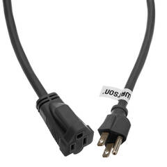 Watson AC Power Extension Cord (14 AWG, Black, 1.5')