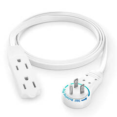 Maximm Cable 360° Rotating Flat Extension Cord (1', Black)