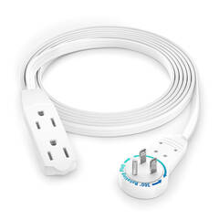 Maximm Cable 360° Rotating Flat Extension Cord (3', Black)