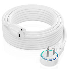 Maximm Cable Original Style 360° Rotating Flat Plug Extension Cord (15', White)
