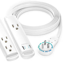 Maximm Cable 360° Rotating Flat Plug USB Charging Extension Cord (2', Black)