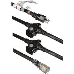 Pro Co Sound E-Cord Electrical Extension Cord with 3 Outlet Power Block (14-Gauge) - 50'