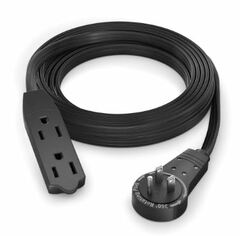 Maximm Cable Original Style 360° Rotating Flat Plug Extension Cord (10', Black)