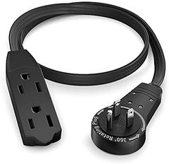 Maximm Cable Original Style 360° Rotating Flat Plug Extension Cord (12', Black)