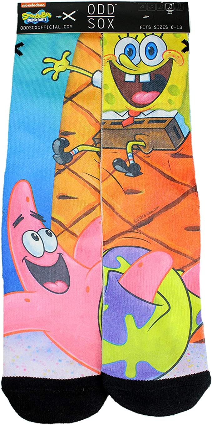Mens Odd Sox SpongeBob Squarepants Crew Socks