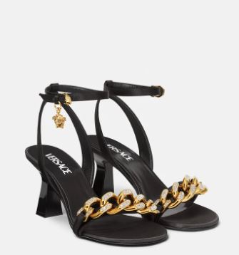 Versace - Medusa Chain Mid-Heel Sandals 1007274-1A00619_1B00V (Black)