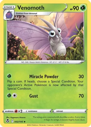 Venomoth - 002/195 - Uncommon - Reverse Holo