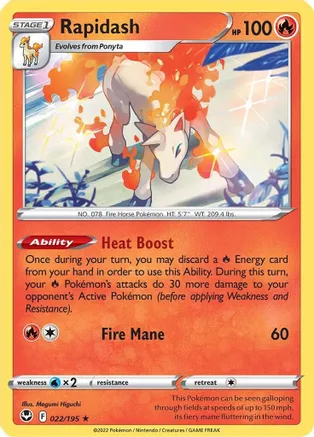 Rapidash - 022/195 - Holo Rare - Reverse Holo