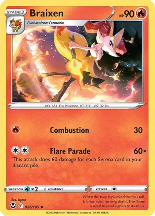 Braixen - 026/195 - Uncommon - Reverse Holo