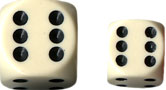 Ivory/Black Opaque d6 w/spots 12mm - DQ1200