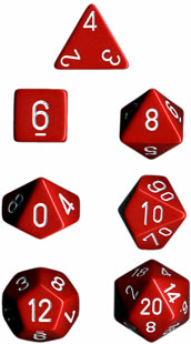 Red/White Opaque d6 w/ #s - PQ0604