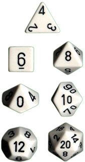 White/Black Opaque d6 w/ #s - PQ0601