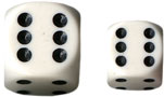 White/Black Opaque d6 w/spots 12mm - DQ1201