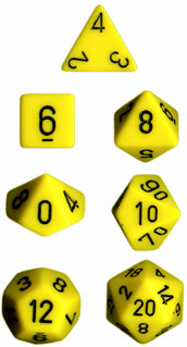 Yellow/Black Opaque d20 - PQ2002