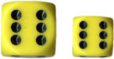 Yellow/Black Opaque d6 w/spots 12mm - DQ1202