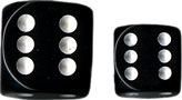 Black/White Opaque d6 w/spots 12mm - DQ1208