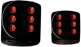 Black/Red Opaque d6 w/spots 12mm - DQ1218