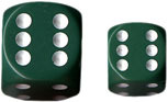 Green/White Opaque d6 w/spots 12mm - DQ1205