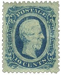 Confederate States - Jefferson Davis - blue, officially perforated 12.5