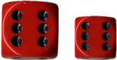 Red/Black Opaque d6 w/spots 12mm - DQ1214