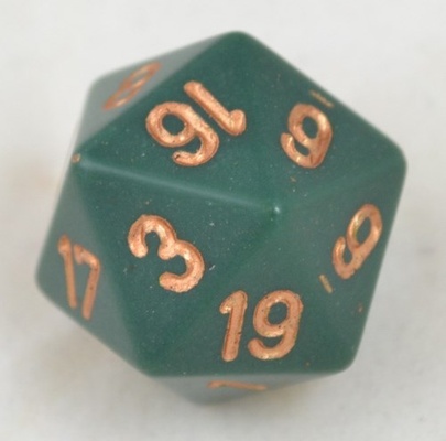 Dusty Green w/copper Opaque d20 - PQ2015