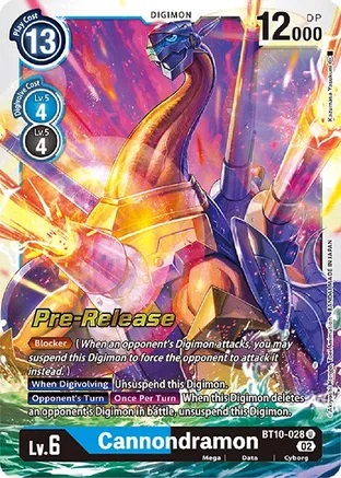 Cannondramon - BT10-028 U - P (Xros Encounter Pre-Release Promo)