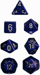 34mm Speckled d20 Golden Cobalt - XS2093