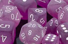 Frosted Polyhedral Purple/white d10 - PF1007