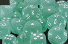 Frosted Polyhedral Teal/white d4 - PF0425