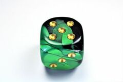 50mm d6 w/pips Black-Green w/gold - DG5039