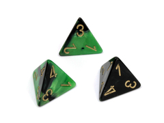 Polyhedral Black-Green w/gold d4 - PG0439