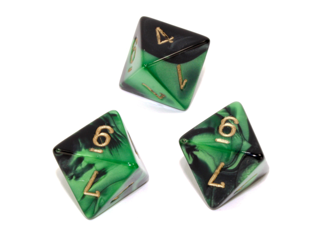 Polyhedral Black-Green w/gold d8 - PG0839