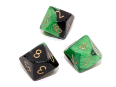 Polyhedral Black-Green w/gold d10 - PG1039