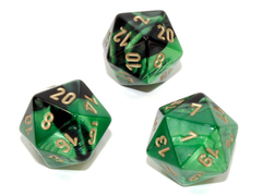 Polyhedral Black-Green w/gold d20 - PG2039