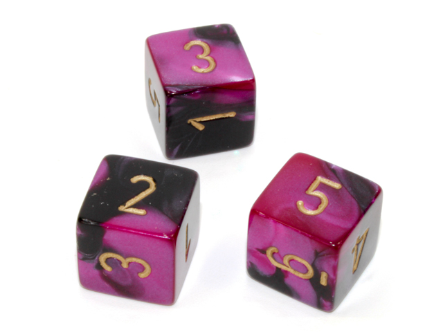 Polyhedral Black-Purple w/gold d6 w/#s - PG0640