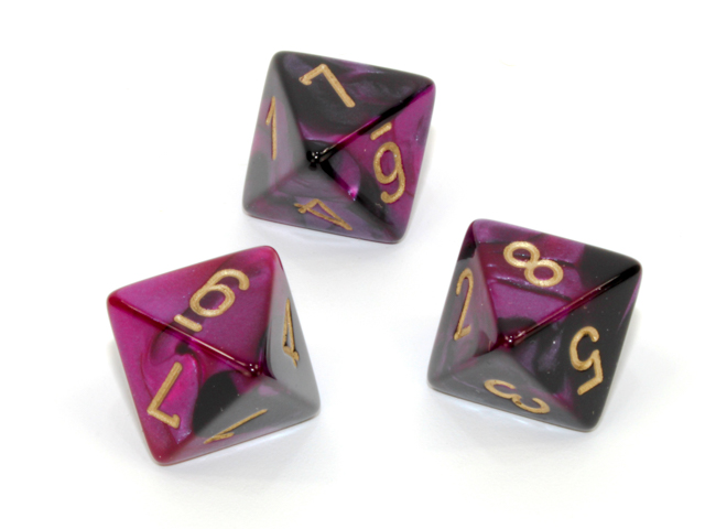 Polyhedral Black-Purple w/gold d8 - PG0840