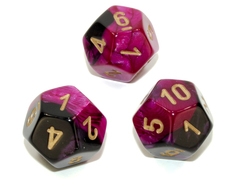 Polyhedral Black-Purple w/gold d12 - PG1240