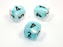 Polyhedral Teal-White w/black d6 w/#s - PG0644