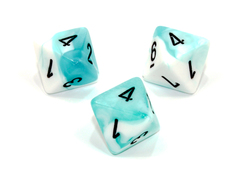 Polyhedral Teal-White w/black d8 - PG0844