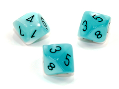 Polyhedral Teal-White w/black d10 - PG1044