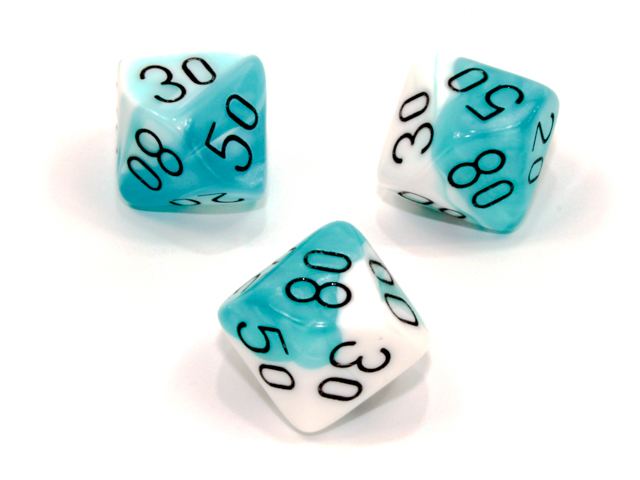 Polyhedral Teal-White w/black Tens 10 - PG1144