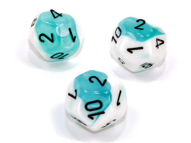 Polyhedral Teal-White w/black d12 - PG1244