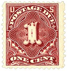 1c Postage Due Stamp - deep claret.
