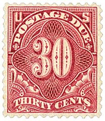 30c Postage Due Stamp - deep claret.
