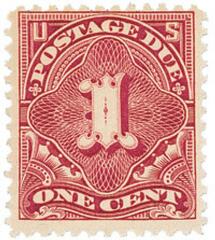 1c Postage Due Stamp - deep claret.