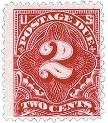 2c Postage Due Stamp - deep claret.
