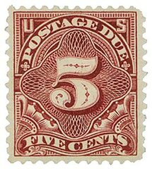 5c Postage Due Stamp - deep claret.