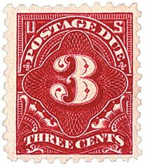 3c Postage Due Stamp - carmine lake.