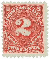 2c Postage Due Stamp - vermilion.