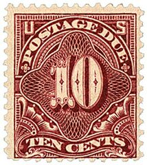 10c Postage Due Stamp - deep claret.